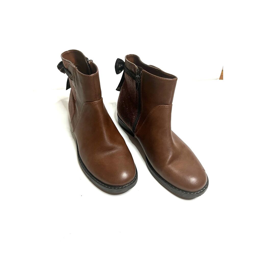 Cupcake by‎ Candies brown/bronze glitter ankle boots 5 Back bows Side zip